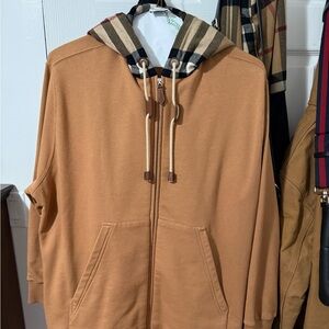 Burberry Camel Hoodie with Checkered Hood